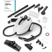 Costway Stoomreiniger 2000 W, stoomdruk: max. 5 bar, temperatuur tot 160 ℃, oppervlaktevermogen: 108 m², 1,8 l tank, opwarmtijd: 8 min, stoomapparaten incl. 13 accessoires en 5 m lange netsnoer (wit)