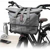 Basil City - Fietshandtas - 8-11 Liter - Voorop/Achterop - Grijs - Waterafstotend - Reflectiedetails