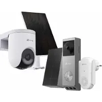 Ezviz HB8 Lite Buitencamera met Zonnepaneel + EP3x Pro Videodeurbel Incl. Chime – AI Detectie & Kleurnachtzicht - Draadloos - IP65