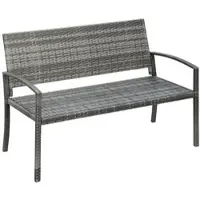 MODFU - Tuinbank Voor 2 Personen - Stalen Frame - Kunstrotan Rugleuning - Grijs