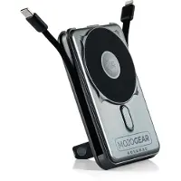 MOJOGEAR NovaMag All-in-1 Powerbank 10.000 mAh – Draadloos Qi2 supersnel opladen - Ingebouwde USB-C en Lightning kabel – Geschikt voor iPhone en Samsung - MagSafe powerbank - LED-indicator - Grijs