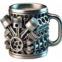 VHV - Mok - Koffiemok - Motormok - Racing mok - RVS - Roestvrij staal - Voor autoliefhebbers - Cadeau voor mannen - 450 ml - Zilver