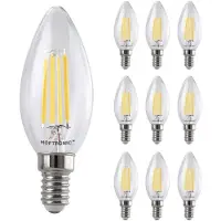 HOFTRONIC™ 10x E14 LED Filament - 4 Watt 470 lumen - 2700K warm wit licht - kleine fitting - Vervangt 40 Watt - C37 kaarslamp