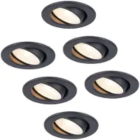 HOFTRONIC™ 6x Malta - LED inbouwspots badkamer - zwart - IP44 - 5W - 2700K warm wit - dimbaar - 5 jaar garantie