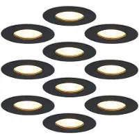 HOFTRONIC™ Set van 10 Bari - LED Inbouwspots Dimbaar Zwart - IP65 waterdicht voor badkamer, binnen en buiten - GU10 4,5 Watt 345 Lumen - 2700K Warm wit - Spotjes