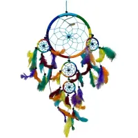 Ruben Robijn Dromenvanger rainbow veren 16 cm 5 ringen