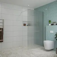 FortiFura Galeria inloopdouche - 110x200cm - ribbelglas - wandarm - PVD - geborsteld RVS SW915253/SW797908
