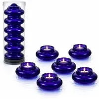Hbx Drijvende Waxinelichthouders Set van 6 – Paars Glas – Floating Tealight Holders – Voor Schaal, Vijver, Zwembad, Bruiloft & Sfeerdecoratie