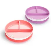 Munchkin Bordjes met Zuignap - Anti-Slip - Vaatwasser- en Magnetronbestendig - Per 2 Stuks - Vanaf 6 Maanden - Paars/Roze