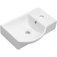 Sapho Small - Litos fontein 45x32 cm, 1 kraangat rechts, met overloop, wit 4079