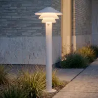 LUCANDE LED tuinpadverlichting Montaro, 110 cm, wit, met sensor Montaro, wit / opaal, Aluminium, Modern