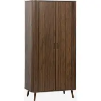 Sweeek Scandinavische kledingkast met 2 schuifdeuren 90cm Walnoot