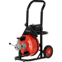 TRIZERATOP YT-25055 Elektrische Rioolreinigingsmachine - Ontstoppingsmachine - 300W - 1700 RPM - Inclusief 15.4m Verenstaal Spiraal & Transportkar - Blauw/Zwart