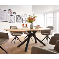 DELIFE Eettafel Edge Boot 200x100x2,5-3 eiken natuur kruisframe rechthoek zwart Schweizer Kante
