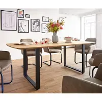 DELIFE Eettafel Edge Boot 200x100x2,5-3 eiken natuur skid zwart Schweizer Kante