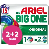 Ariel 2+2 Gratis: 3in1 Wasmiddel Pods The Big One Original 15 Stuks