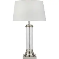 Searchlight Tafellamp Pedestal, chroom / zilver, Woon-/ Eetkamer, Textiel / Stof / Zijde, Tafellamp