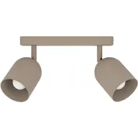 Eglo Plafondspot Tilston, beige, lengte 28 cm, 2-lamps, staal dimbaar, crème / amber, Woon-/ Eetkamer, metaal, downlight