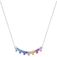 Luxenter 925 sterling zilveren ketting met veelkleurige zirkonia en rhodiumafwerking - Uryl