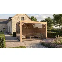 Weka Tuinoverkapping Lumley, 399x307 cm, met 2 glazen schuifdeuren, in natuurlijke staat