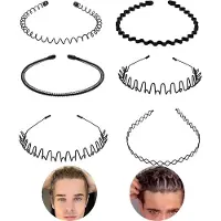 INF Set van 6 golvende metalen tiara's en metalen hoofdbanden Black