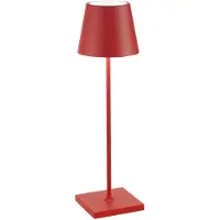 Zafferano Poldina Pro: Draadloze, oplaadbare LED-tafellamp, met touchdimmer, kleurtemperatuur 2700 K - 3000 K, IP65 (geschikt voor binnen- en buitengebruik), hoogte 38 cm, rood
