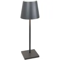Zafferano Poldina L Desk LED-tafellamp, donkergrijs, oplaadbaar en dimbaar, met een batterijduur tot 12 uur.