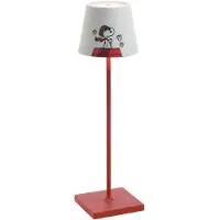 Zafferano Poldina Aviator LED tafellamp op accu, IP65 Aviator, dimbaar, rood, Woon-/ Eetkamer, Aluminium, Design