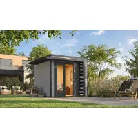 Weka Tuinhuis Amberley, 28 mm dik, inclusief vloer, afmetingen 300 x 303 cm, grijs-anthraciet