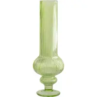 J-Line vaas ada geribbeld glas medium - groen - 14 x 40 cm