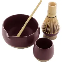 Point-Virgule theeset Matcha 5-delig aardewerk - bordeaux - 19 x 19 x 8 cm