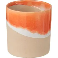 J-Line vaas cilinder oranje/naturel - keramiek - 21 x 21 cm