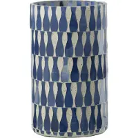 J-Line kaarshouder glas blauw/wit - 10 x 18 cm