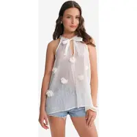 MixRay V-hals Blouse met Rijgsluiting en Ruches