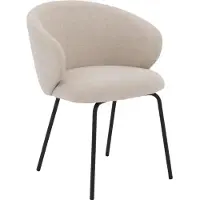 Goossens Eetkamerstoel Noomi - Met Armleuning - Stof - Beige