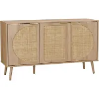 Sweeek Dressoir met 3 deuren houtlook en rotan 120cm Naturel
