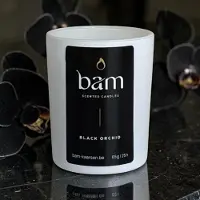 Bam Mini Zwarte Orchidee Geurkaars – Black Orchid Kaars met Houten Wiek – Vegan Geurkaars van Zonnebloemwas – 25 Branduren – Handgemaakt in België