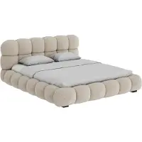 Goossens Gestoffeerd Bedframe Cloud, 180 x 200 cm Stof Ahenk 9856 sand