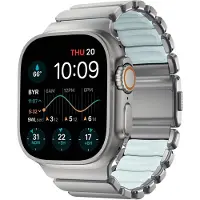 Nomad Stratos Titanium Strap Apple Watch 44mm / 45mm / 46mm / 49mm Natural / Icy Blue Glow - NM009902858