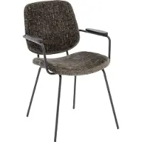 Goossens Eetkamerstoel Hjalmar groen stof met armleuning, modern design