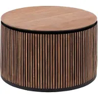 Goossens Salontafel Adel rond, hout teak bruin, stijlvol landelijk, 60 x 35 x 60 cm