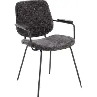 Goossens Eetkamerstoel Hjalmar antraciet stof met armleuning, modern design