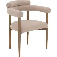 Goossens Eetkamerstoel Splinter bruin stof met armleuning, elegant chic