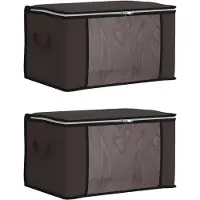 vidaXL opbergdoos met doorzichtige zijkant 2 st Nonwoven stof 61,6 L