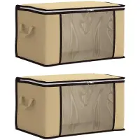 vidaXL opbergdoos met doorzichtige zijkant 2 st Nonwoven stof 90,3 L