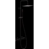 Linie Mavin 200 opbouw regendoucheset met thermostatische kraan Mat Zwart