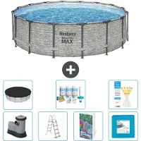 Bestway Steel Pro MAX, ronde opblaasbare zwembad - 488x122 cm - 6-delig, model S536