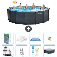 Intex Grafietpaneel zwembad, rond - 478x124 cm - 7-delig, model S530