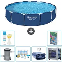 Bestway Steel Pro, ronde opblaasbare zwembad - 396x84 cm - 5-delig, model S302