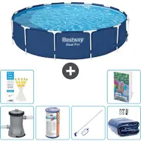 Bestway Steel Pro, ronde opblaasbare zwembad - 396x84 cm - 5-delig, model S194